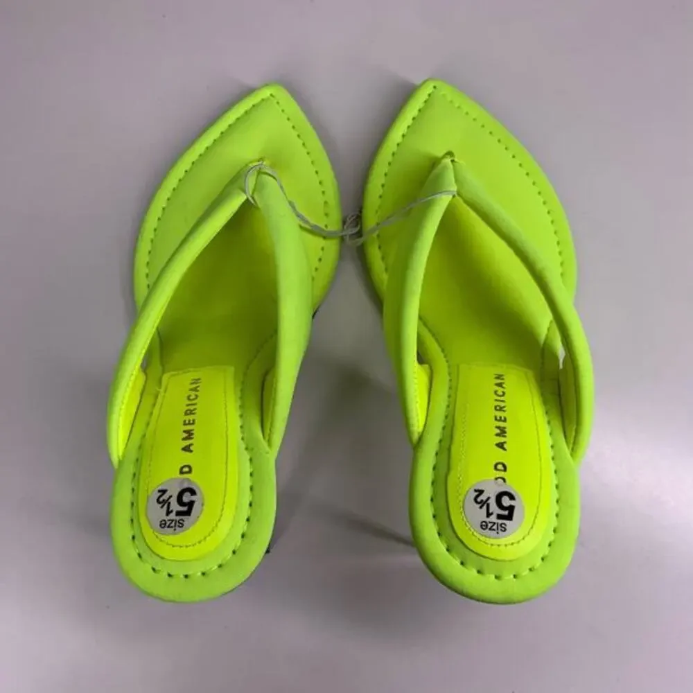 GOOD AMERICAN Lime Green‎ Clear Wedge Sandals Size 5.5
